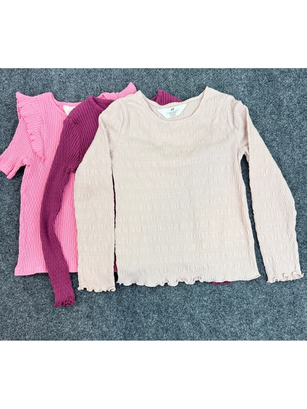 H&M Girls Size 6–8 Ribbed Tops Bundle Pink Berry Blush